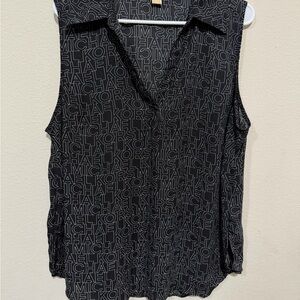 Michael Kors Black Patterned Sleeveless Blouse